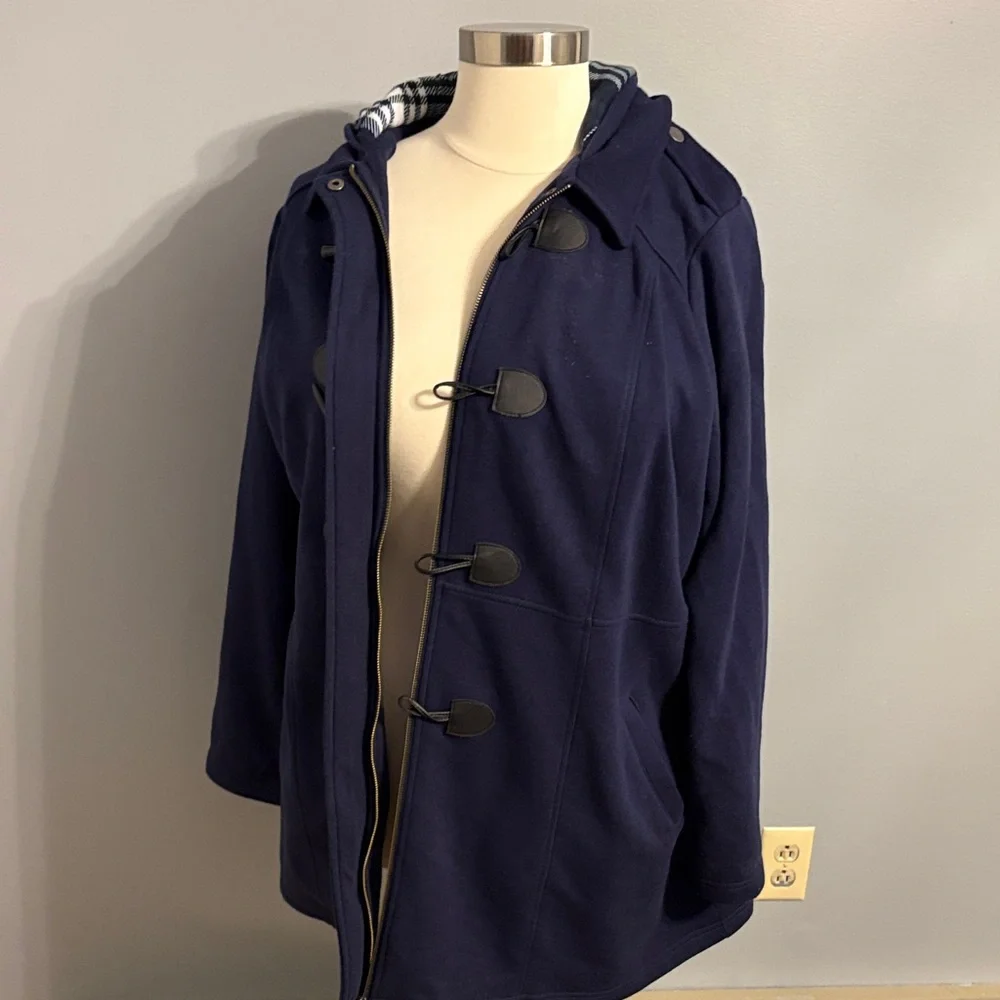 torrid Navy Hooded Toggle Pea Coat - Picture 3 of 9
